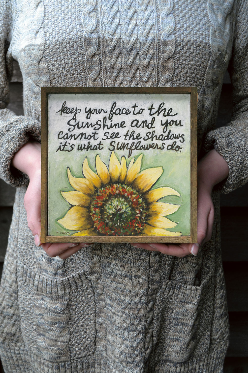 Sunflowers Inspirational quote wall art print by Bonnie Lecat
