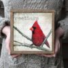 Update your Christmas decor with this framed Cardinal print.