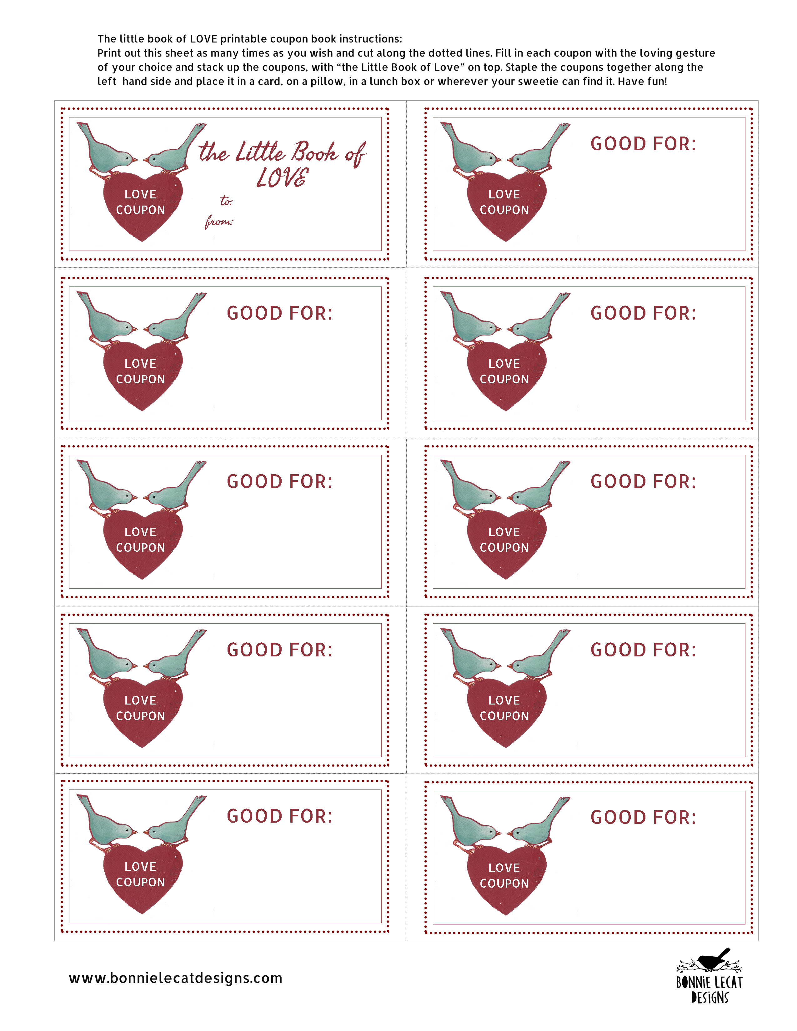 Free Valentine's Day Printable Love Coupons to Print and Fill Out