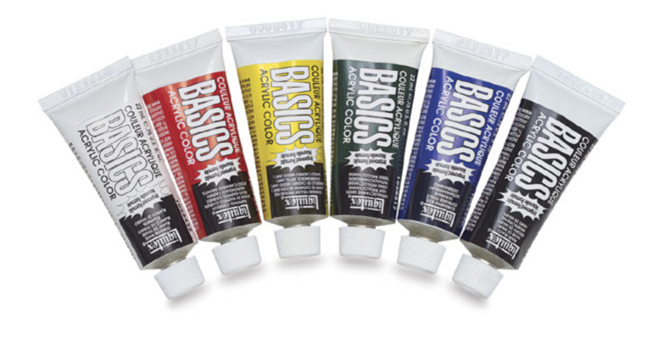 Student grade "basic" acrylic paints are great for beginning painters.