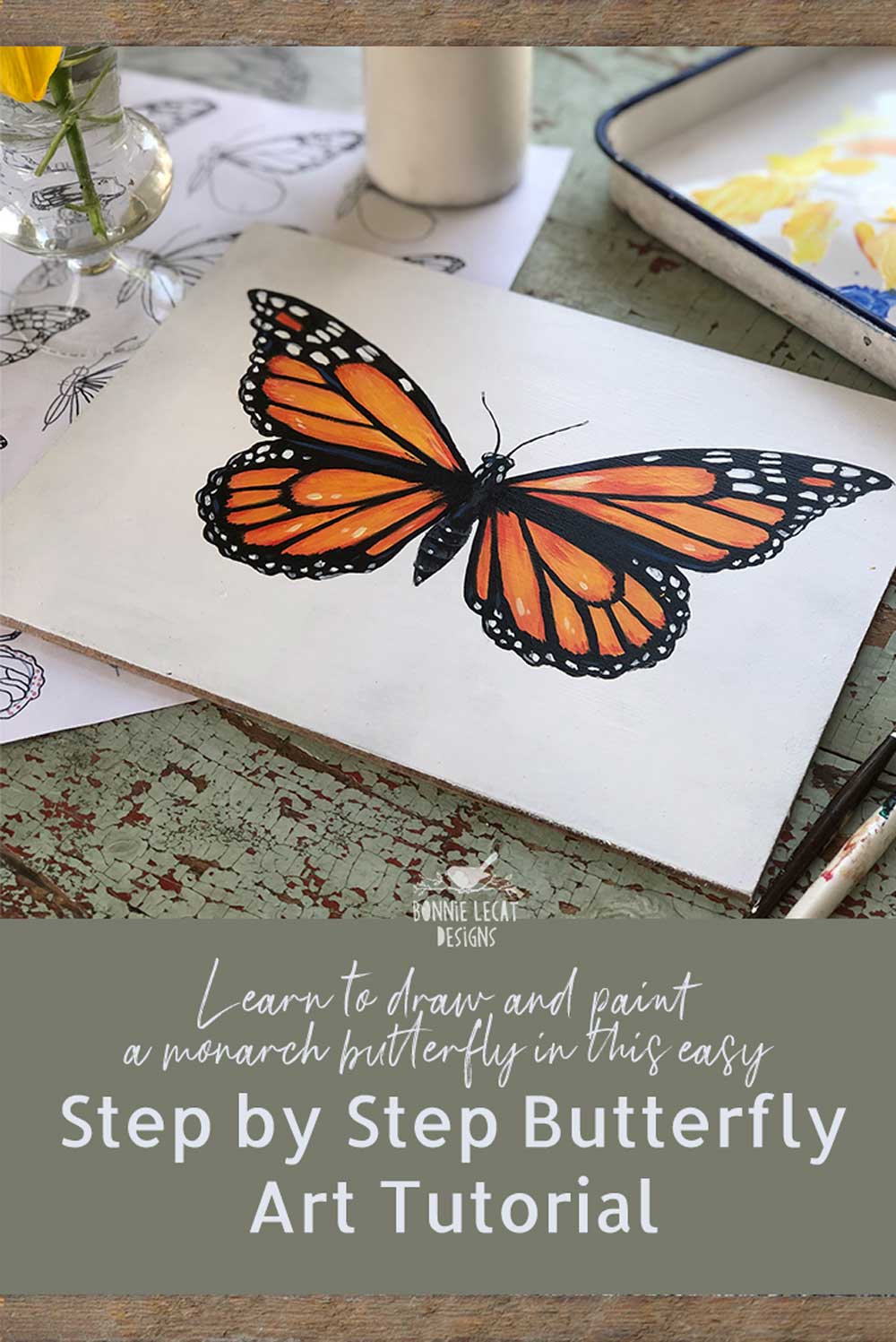 Step By Step Butterfly Easy Drawing And Painting Tutorial Illustration Art Prints And Gifts Art Classes In this tutorial you will learn how to draw a butterfly in a simple way that even young kids can follow. step by step butterfly easy drawing